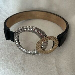 Chico's Black and Silver / Gold Adjustable Belt with Elegant Design